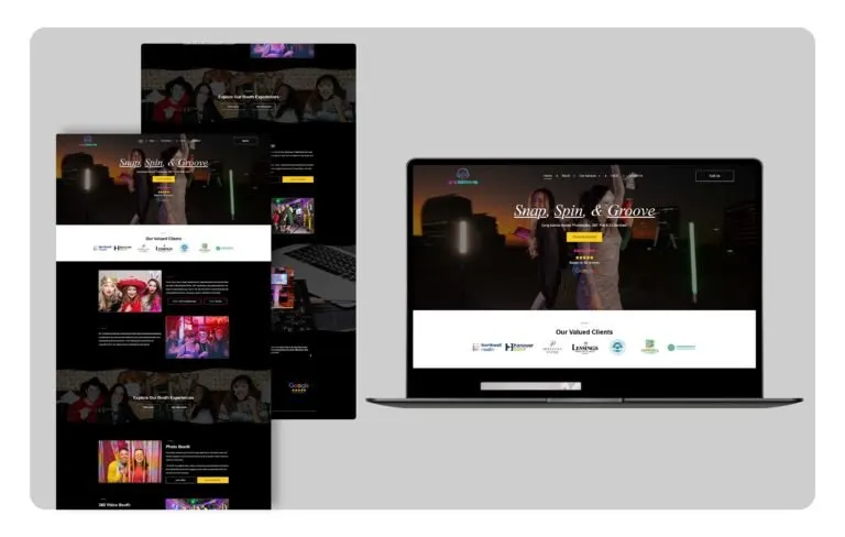 Let Us Entertain You Inc. website after moving from HubSpot to WordPress, shown on desktop and mobile