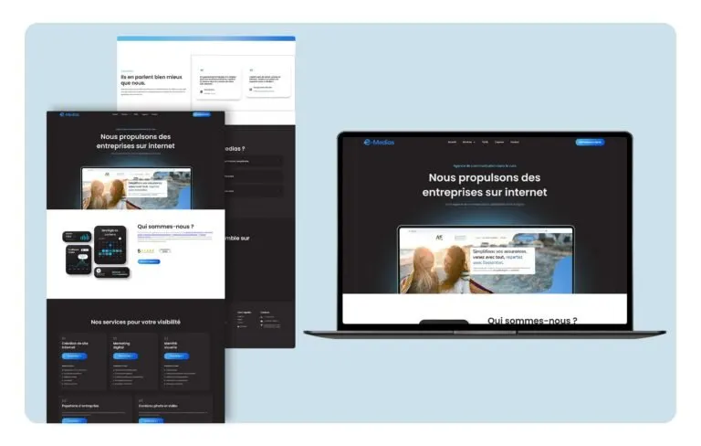 Medias.ch website after moving from HubSpot to WordPress, shown on desktop and mobile